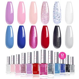 Beetles Nail Polish Set - Quick Dry Nail Polish Kit 12 Colors Pink Glitter Green Blue Yellow Red Regular Air Dry Fingernail Polish Pack for Women Gift Beetles Colorful Canvas 12 Colors