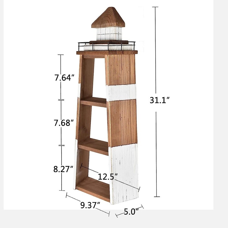 Aecipl Solid Wood Lighthouse Shelf Decorative Nautical Floating Shelves for