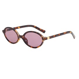 ADE WU Cute Oval Sunglasses for Women Fashion 90s Small Oval Sun Glasses (Tortoise Frame/Purple Lense)