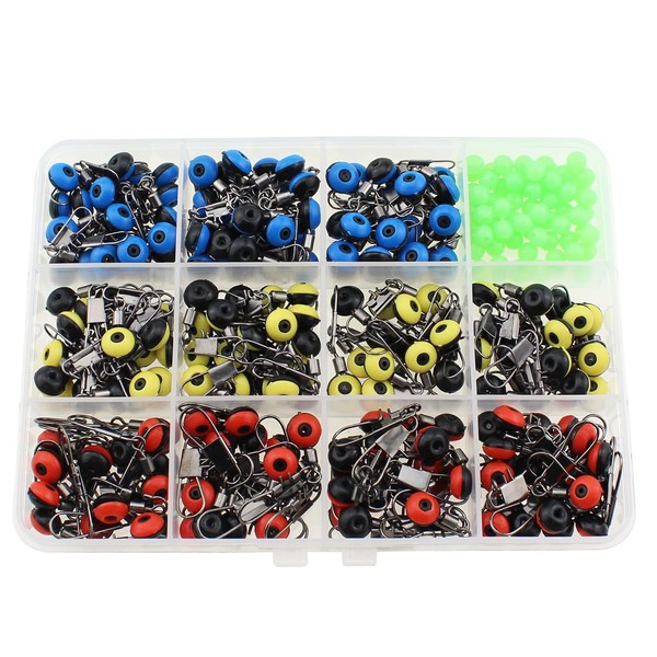 RLECS 240PCS Fishing Line Slider and Luminous Fishing Bead Set