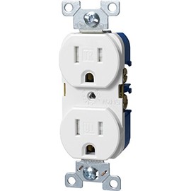 Arrow Hart TR Duplex Receptacle, 125 V, 15 A, 2 Pole, 3 Wire, White