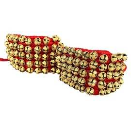 eSplanade Dance Ghungroo (50+50) Red 5 Line Ghungroo with Cushion Pads | Bell, Ghungru 5 Line Red Pad, Red Pad Ghungroo 5 Line (5 Line)