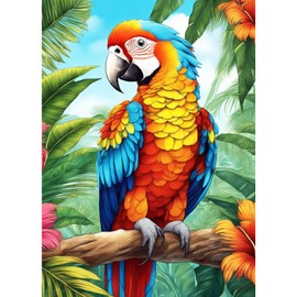 Lxmsja Colorful Parrot Bird Diamond Painting Kits for Adults, 5D DIY Diamond Gem Arts Crafts Picture Kits, Full Drill Diamond Art Painting Kits, Wall Decor 30x40CM