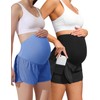 Maacie Women Maternity Layered Fast Drying Yoga Shorts with Liner
