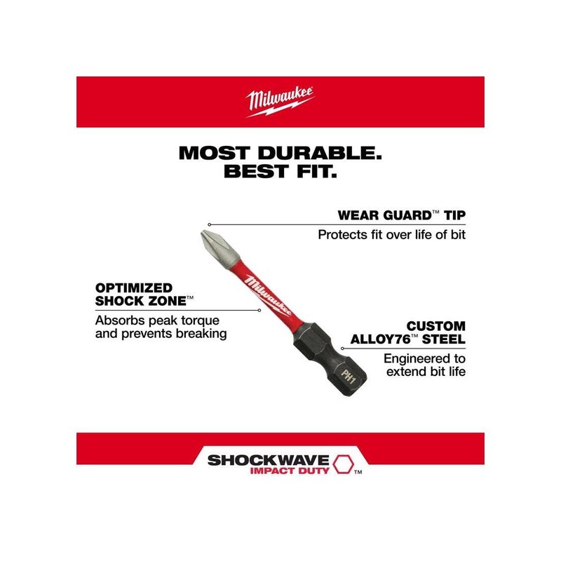 Milwaukee 48-32-4602 Phillips Power Bits 5 Pack