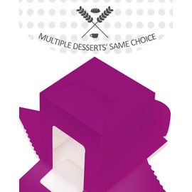 Gcardist Deep Purple Cupcake Boxes Individual Cupcake Holders Disposable 25pcs Single Cupcake Boxes with Window 9.4x9.4x11.6cm Cupcake Containers (3.7 * 3.7 * 4.5 inch)