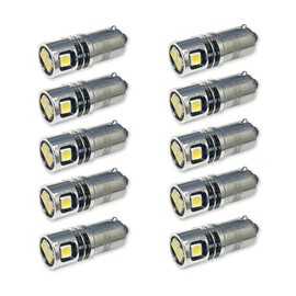 High Output 12/28VDC BA9S T3-1/4 Miniature Bayonet Base LED Replacement Bulb | Replaces Bulbs 12V: 1414 1416 1813 1816 1895 | 28V: 313 1495 1819 1820 1864 757 (10-Pack; Pure White)