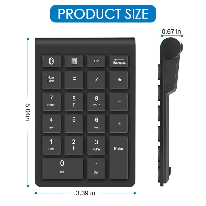 Foloda Bluetooth Number Pad, Wireless 10 Keys USB Number Numeric