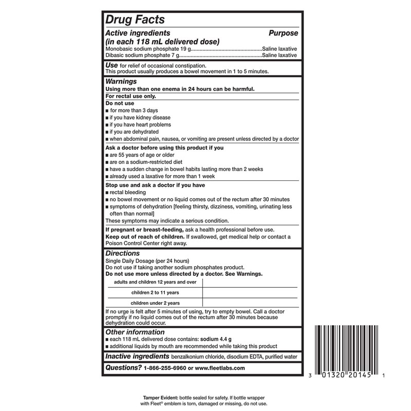 Fleet Laxative Saline Enema for Adult Constipation, 4.5 Fl Oz