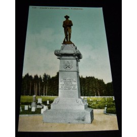Antique SOLDIERS MONUMENT Olympia WA Postcard Divided Back Color Unused 1900s