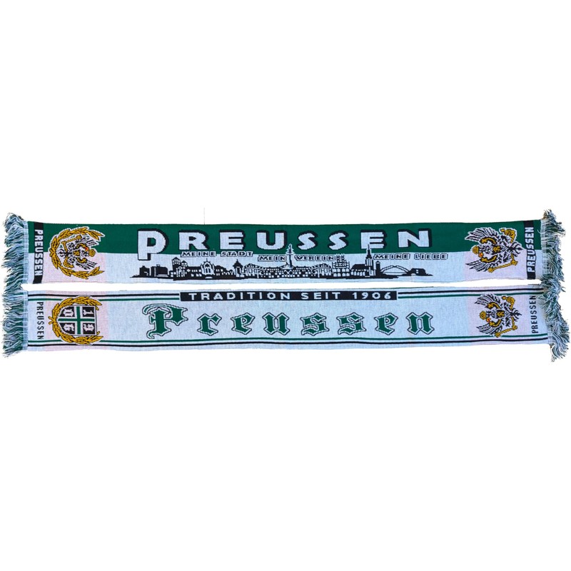 Generisch Prussia Scarf 2.0, skyline/tradition since 1906, (knitted scarf), blue,