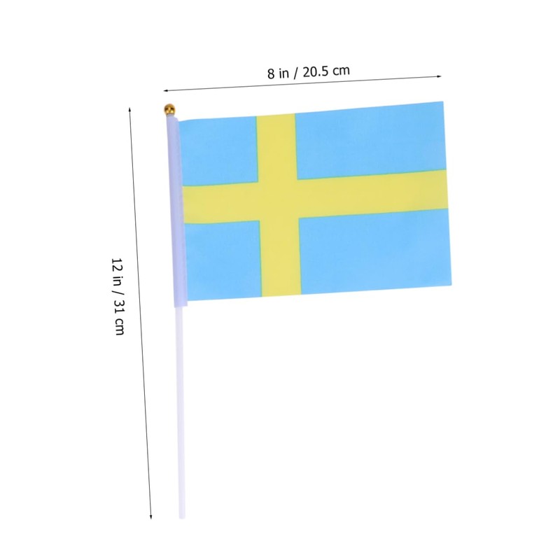Tofficu 2sets Mini Sweden Flag on Stick Handheld Flags for