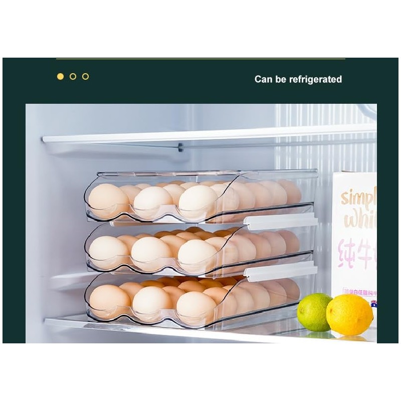 NoSunset Egg Holder for Fridge, Automatic Rolling Egg Organizer for