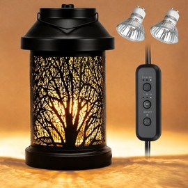 Candle Warmer Lamp - Vintage Candle Warmer Lantern with Timer & Dimming Function, Electric Candle Lamp Warmer Home Bedroom Decor Wax Melt Warmer Birthday Gifts for Women Mom (2 Bulbs Included)