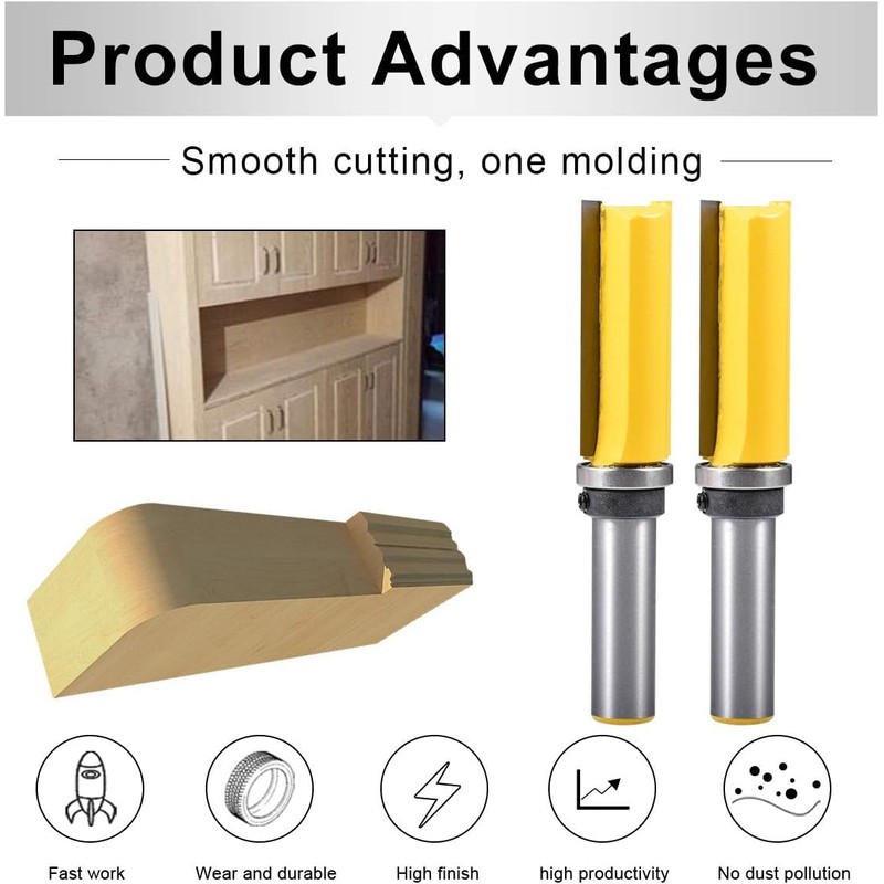 HOHXEN Flush Trim Router Bit 1/2" Shank 3/4'' Width,Top Bearing