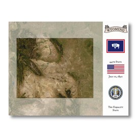Wyoming Wall Decor - 14”x11” Canvas Print Featuring Topographic Map, State Flag and Historical Text - Educational Gift and Home Decoration
