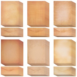 Belle Vous 60 Pack Vintage Stationery Writing Paper with Envelopes - 60 Classic Aged Sheets, 60 Matching Envelopes - Antique-Style Printing Paper for Invitations, Crafting, Letter Writing, and More