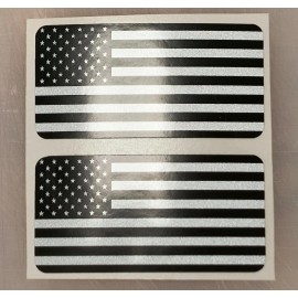 Unbranded pair REFLECTIVE American Flag Hard Hat Helmet Stickers USA Flags Gray Black Ops