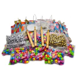 Doodle Braids Professional Hair Wrap Kit, 100 Wraps, Multicolour Yarn with Gold and Silver Beads, Charms and Tools