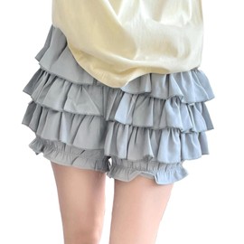 RILGOU Harajuku Lolita Goth Kawaii Fashion Gothic Clothes Elastic Waist Cute Lace Trim Tiered Short Skirt M Blue