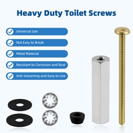 iFealClear 2 Pack Universal Brass Toilet Seat Bolts Compatible with Kohler/American Standard/TOTO/Glacier Bay, 3 Inch Toilet Seat Screws Replacements with Long Downlock Nuts, Anti-Slip Gaskets