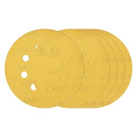 Kozelo 30 Pcs Sanding Disc 5 Inch 240 Grit 8 Hole Hook and Loop Random Orbital Sandpapers Suitable for Drywall Sander Wood Metal Furniture, Yellow