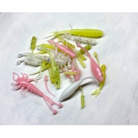 True North Baits - Glow Panfish Pack (1-2" baits, 40 pcs) - 40 Piece Fishing kit ice Fishing Peche Soft Plastic baits Worms for Perch Crappie Micro Plastics Fishing Peche Accessories