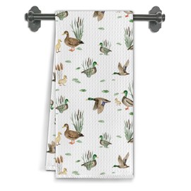 Elefeltclave Rustic Mallard Duck Kitchen Towels, Gifts for Duck Lovers Dish Dish Tea Towels for Kitchen Decor, Cottagecore Wildlife Ducks Hand Towel for Bathroom Decor, 16x24 Inch