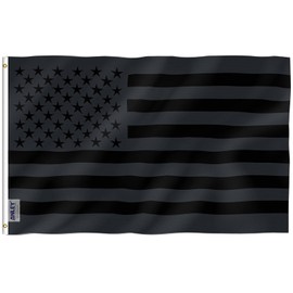 Anley Fly Breeze 3x5 Foot All Black American Flag - Vivid Color and Fade proof - Canvas Header and Double Stitched - Black US Flags Polyester with Brass Grommets 3 X 5 Ft