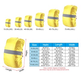 PATIKIL 40-50L Waterproof Backpack Rain Cover, Non-Slip Backpack Cover with Reflective Strap Stay Dry for Hiking, Camping, Hunting, M, Yellow