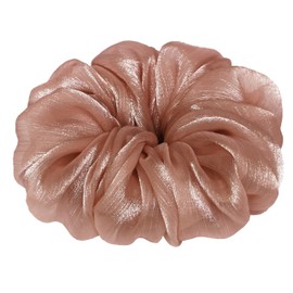 22 Colors Available, Shiny Organza Big Scrunchies for Hair, large Ponytail Holder, Cute Birthday Gift for Women Girl Teen, Holiday Accessory (Nude)