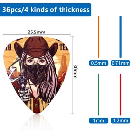 Guitar Picks Set of 36 CONNECTION Guitar Picks Acoustic Guitar Picks Set 0.5/0.71/1/1.2 mm 4 Different Thickness Celluloid Guitar Picks for Electric Guitar Ukulele Guitar Accessories
