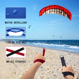 Touch the sky 100in Dual Line Stunt Parafoil Kite | Parachute Kite For Kids & Adults | Power Kite Beach Summer Flying Outside Activity | Strings Wrist Strapes | Red