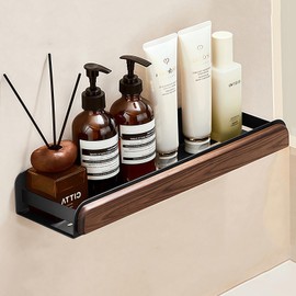 SANRETAHO Bathroom Black Floating Shelves, 16inch Wall Mounted Storage Shelf, Metal Bathroom Wall Organizer Home Decor Essentials