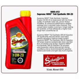 Schaeffer Oil Supreme 9000™ Full Synthetic Gasoline Engine Oil 0W-20 - 1 quart
