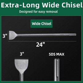 24-inch SDS Max 3 Inch Scaling Chisel - Perfect for Concrete Demolition