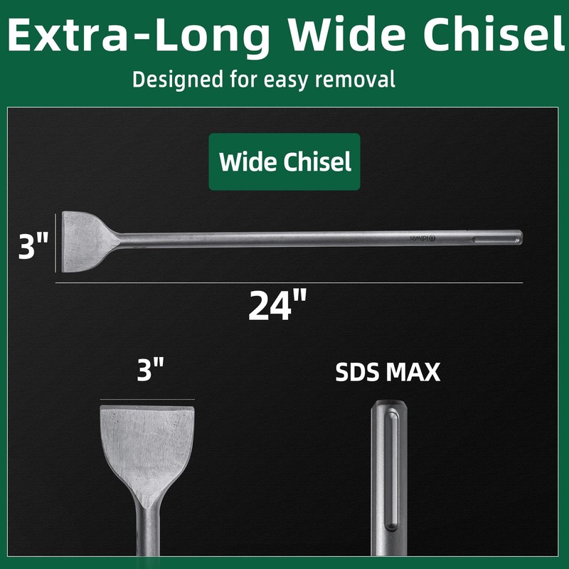 24-inch SDS Max 3 Inch Scaling Chisel - Perfect for