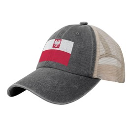 YSBYEIU Cute Poland Flag Baseball Cap Mesh Hat Adjustable Mesh Baseball Hat Cap for Men Women