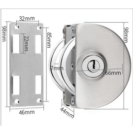 Glass Door Lock , Home, Office Single Door Lock, Fits on 1/2" Glass,10 mm -12 mm, Double Bolts Swing Push Sliding Access Control Office Glass Door Lock with 3 Keys