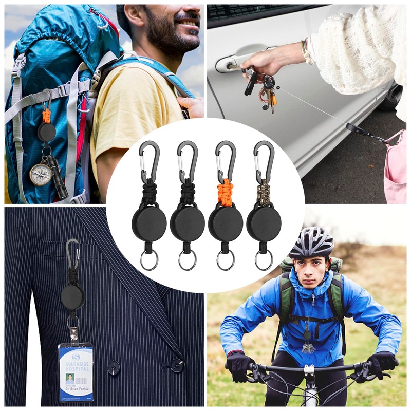 Retractable Keychain Heavy Duty Carabiner Badge Holder Retractable Badge Reel