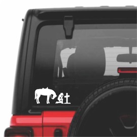 Chase Grace Studio Cowgirl Praying Cross Horse Christian Vinyl Decal Sticker|White|Cars Trucks Vans SUV Bumper Laptop Wall Art|7" X 3"