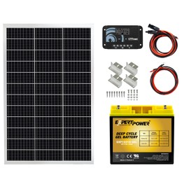 ExpertPower 100W 12V Solar Power Kit | 100-watt Mono Rigid Panel + 12V 21Ah Gel Battery + 20A Solar Charge Controller, for RV, Cabin, Off-Grid DIY, Solar Projects and More, (CBG21RM100PW20C6)