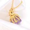 Natural Rough Amethyst Crystal Cute Octopus Pendant Necklace for Women