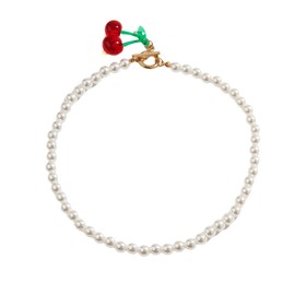 Cute Cherry Choker Necklaces Small Geometric Pendant Ot Buckle Punk Gothic Gold Plated Imitation Pearl Chain Choker Harajuku Necklaces Christmas Valentine's Day Party Jewelry Gifts