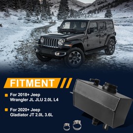 Front Engine Coolant Reservoir Tank Compatible with 2018+ Jeep Wrangler JL JLU & 2020+ Gladiator JT 2.0L 3.6L Coolant Expansion Bottle Replaces 68364312AC 68364312AA Aluminium