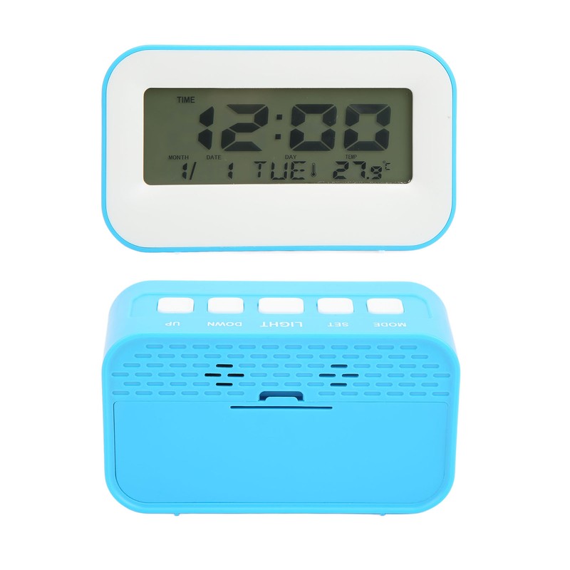 LCD Kids Alarm Clock Backlight Musical Alarms Birthday Reminder Blue