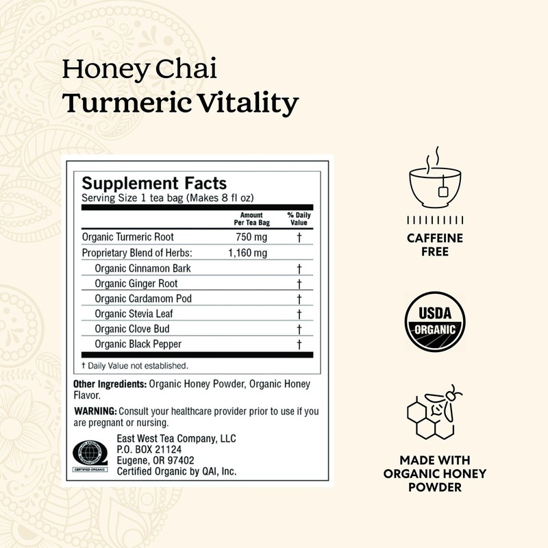 Yogi Organic Honey Chai Turmeric Vitality Tea 16 Count 4
