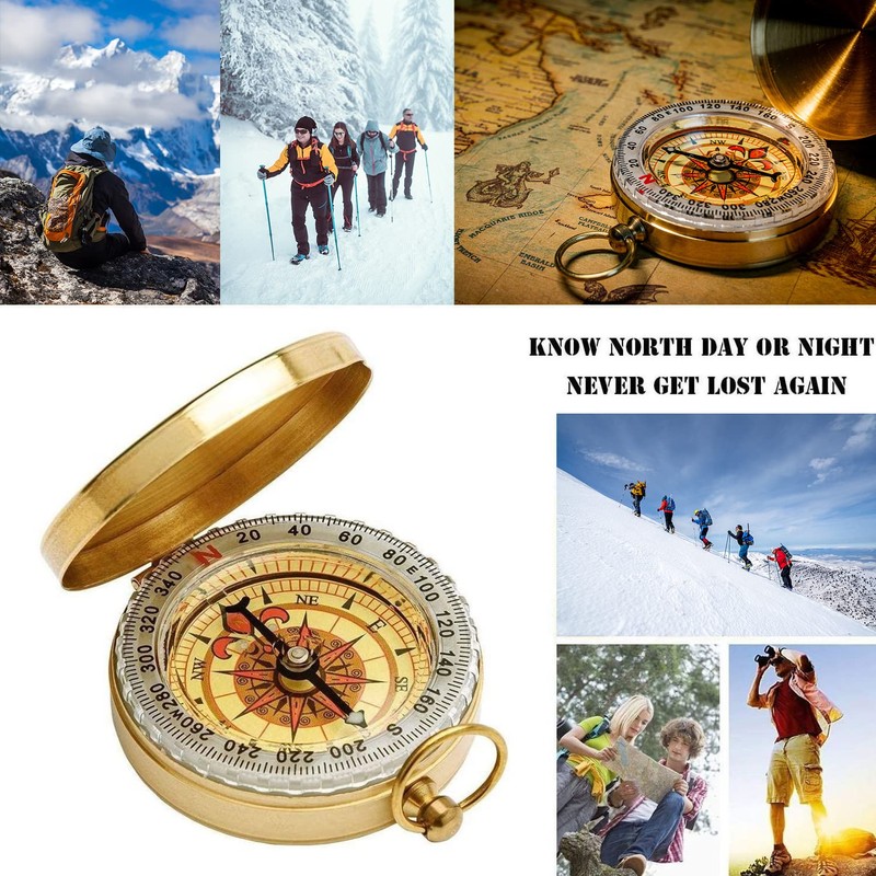 DARENYI Navigation Compass Hiking Luminous Compass Metal Pocket Compass for