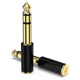 DIGITNOW 1/4'' Male to 1/8'' Female Stereo Audio Adapter Converter,Upgrade 6.35mm Jack Stereo Socket to 3.5mm Jack Stereo Plug for Guitar Headphones Amp, Pure Copper 2-Pack