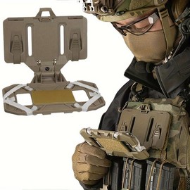 Tactical Vest Phone Holder, 1 Count Foldable Chest Mount Phone Holder, Multifunctional Phone Holder for Outdoor Activities, Stand - Color: Black, Specification: 1 count